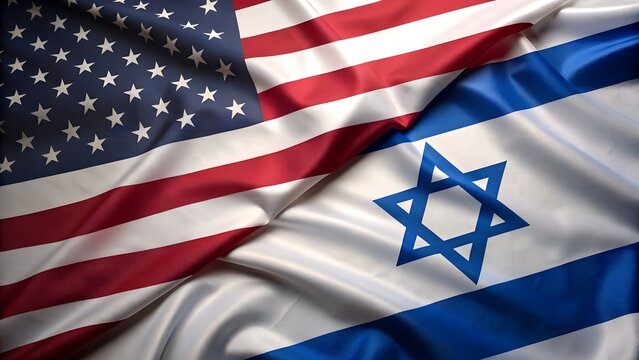 American and israeli flags intertwined isolated on transparent background