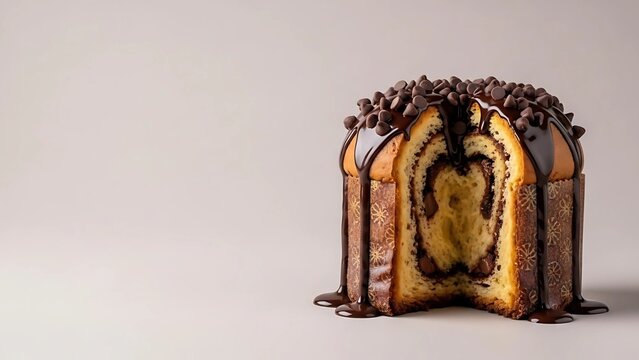 panettone mini panettone, chocolate panettone background with negative space for text