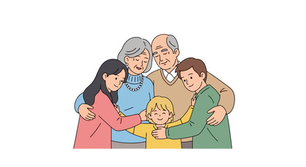 Generational Embrace: Family Love Illustration