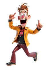Obraz premium Excited cartoon character in dynamic pose.