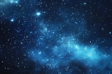 Fototapeta premium Starry sky background, blue night sky full of stars, glowing stars in the dark space, starry background, dark night, stars in the distance, starlight, dark background with a blue glow, night sky. 