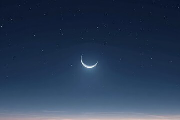 Stunning Crescent Moon in Night Sky with Stars - Serene Celestial Landscape Perfect for Astronomy Enthusiasts and Night Sky Photography