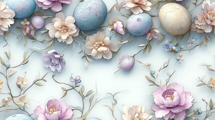 Easter eggs and flowers decoration for Easter day
