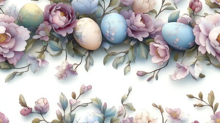 Easter eggs and flowers decoration for Easter day