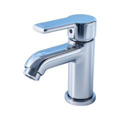 Modern Faucet Design: A close-up shot showcases a contemporary, polished chrome faucet, its sleek lines and reflective surface adding a touch of elegance to any bathroom space. 