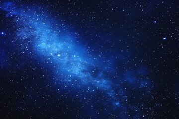 Fototapeta premium Starry sky background, blue night sky full of stars, glowing stars in the dark space, starry background, dark night, stars in the distance, starlight, dark background with a blue glow, night sky. 