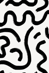 Black brush strokes pattern background, Memphis design