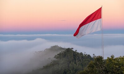 National flag waving over cloudscape