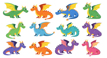 Fototapeta premium Dragon Collection Set Vector Illustration