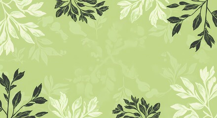 Fresh Decor: Green Leaf Pattern on Light Green Background