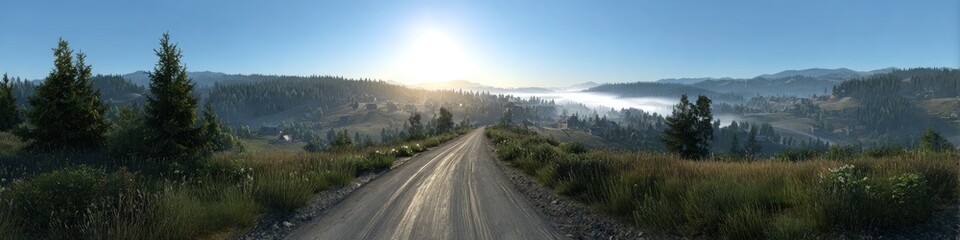Scenic mountain road at dawn
