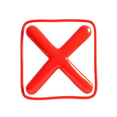 Obraz premium A red, glossy, 3D rendered x sign.