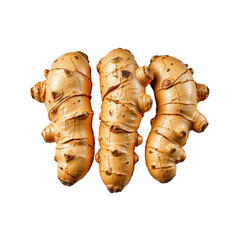 Fresh Organic Ginger Roots Isolated on Transparent background