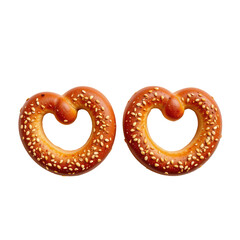 Freshly Baked Pretzel with Sesame Seeds on a Transparent background