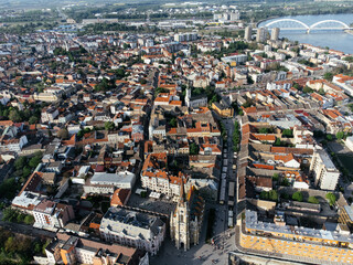 Drone flight above the Novi Sad city, Serbia.