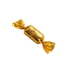 Golden Wrapper Candy with Bright Shiny Surface on a Transparent background