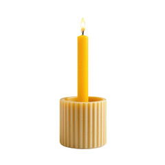 Yellow Candlestick with Bright Flame in Elegant Home Setting