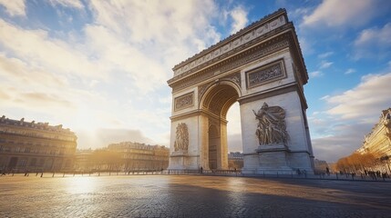 Majestic Arc de Triomphe at Sunrise in Paris