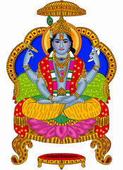 hand drawn digital art of lord vishnu