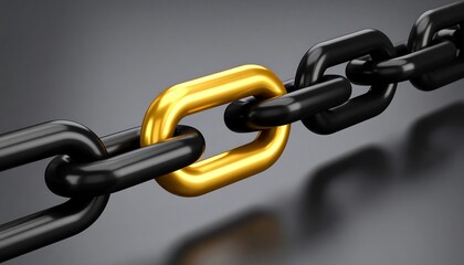 Fototapeta premium Golden Link Connecting Black Chain Leadership with Strength, Unity, and Business Concept.