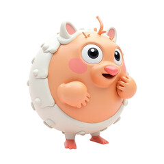 Fototapeta premium Cheerful, round cartoon character in profile view.
