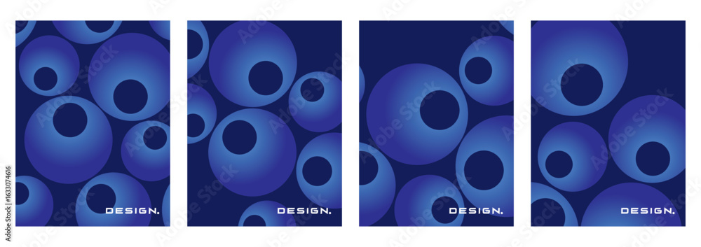 Poster collection of abstract backgrounds with bubble patterns, stacked circles, beautiful gradient colors,