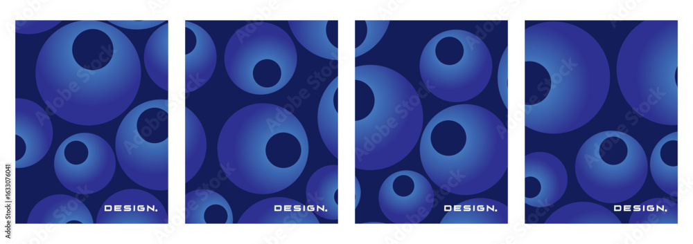 Poster collection of abstract backgrounds with bubble patterns, stacked circles, beautiful gradient colors,