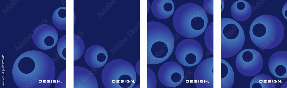 Poster collection of abstract backgrounds with bubble patterns, stacked circles, beautiful gradient colors,