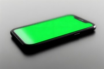 Modern smartphone with vibrant green screen perfect for app mockups and digital content