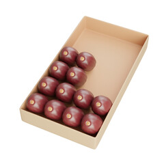 3D box of dates arranged in clean horizontal rows, perfect for product or food display design.
