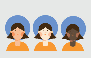 a girls and skintone design avatar with orange shirt