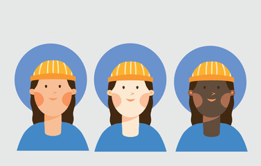 a girls and skintone design avatar with blue shirt
