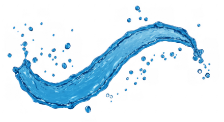 Water splash with dynamic flow isolated on transparent background, a refreshing scene