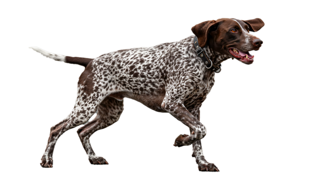 German shorthaired pointer dog in motion isolated on transparent background, a loyal friend
