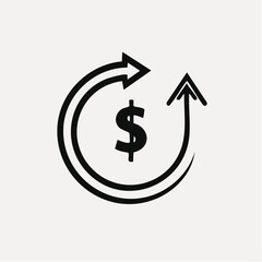 Fototapeta premium A minimalist icon representing the concept of financial growth, cash flow, and return on investment with a dollar symbol and circular arrows.