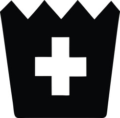 Obraz premium Monochromatic silhouette of a royal crown with a central cross symbol on a white background.