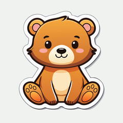 Fototapeta premium A charming cartoon illustration of a friendly, smiling teddy bear sitting, ready for fun.