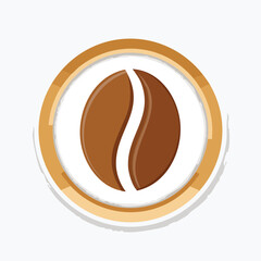 Coffee bean icon, golden circular frame, brown tones, simple design.