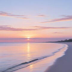 Fototapeta premium Beach sunset reflects in calm ocean water