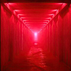 Fototapeta premium Red Illuminated Hallway