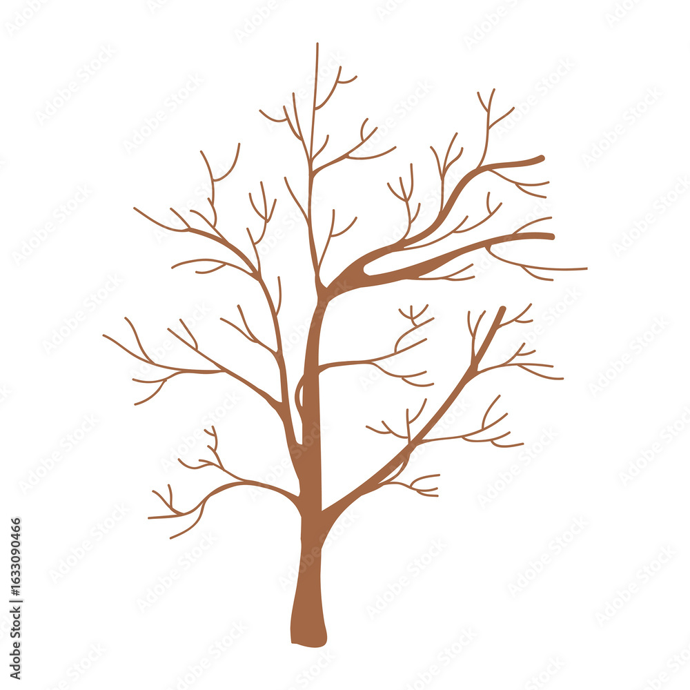Poster dry tree sticker with a white border design element