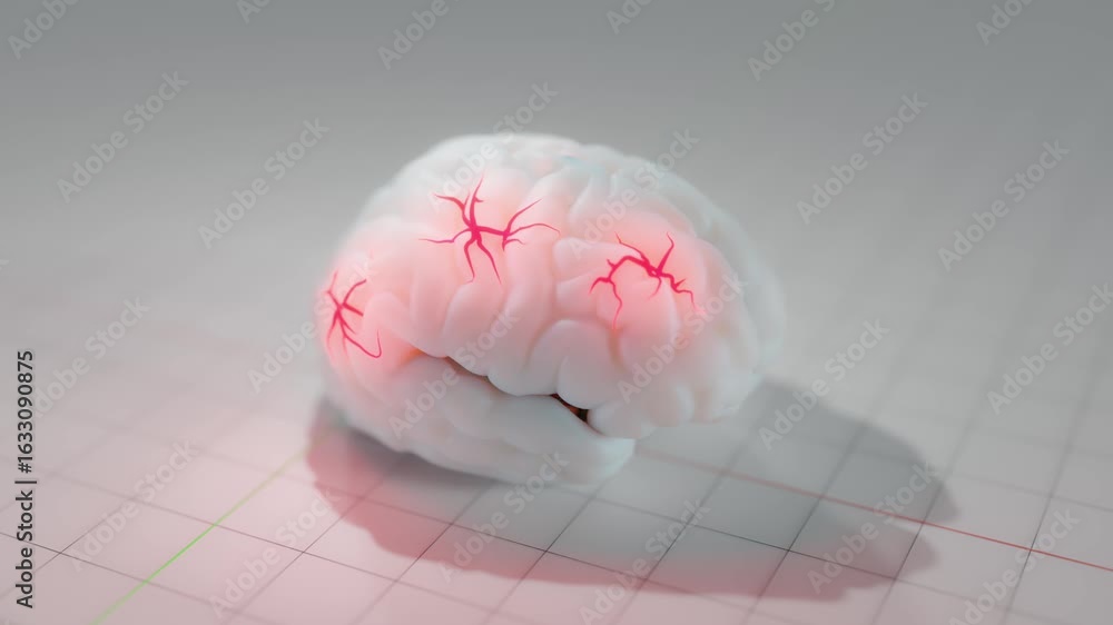 Poster brain simulation. can be used in background elements related to brain damage, illness or repair. min