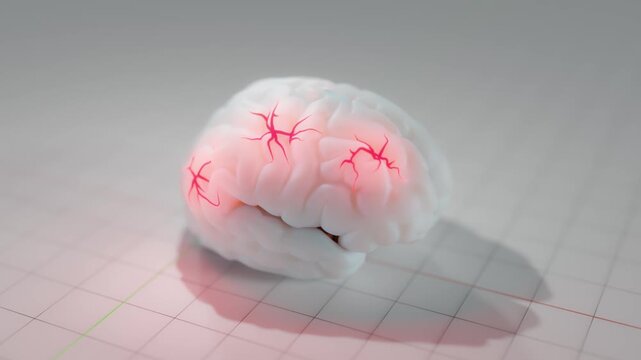 Brain simulation. Can be used in background elements related to Brain damage, illness or repair. Minimal idea concept. 3D Render.