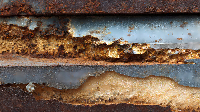 Weathered mineral slab with rust deposits