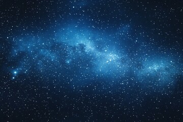 Obraz premium Starry sky background, blue night sky full of stars, glowing stars in the dark space, starry background, dark night, stars in the distance, starlight, dark background with a blue glow, night sky. 