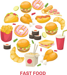 fast food icons set