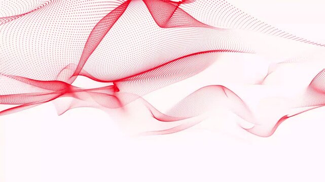 Technology digital red wave background concept.Beautiful motion waving dots texture with glowing defocused particles. Cyber or technology white background.