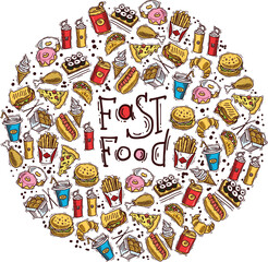 vector illustration of a set of fast foods