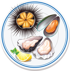 set of seafood of a plate