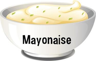 vector illustration of a bowl with mayonaise